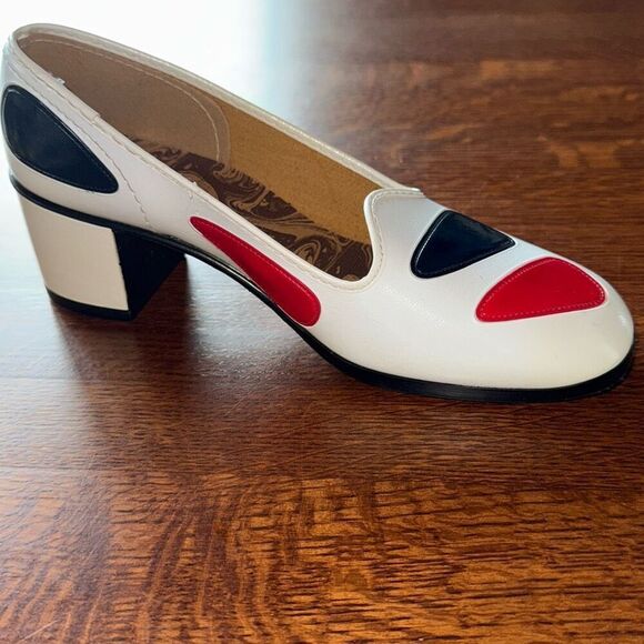 Vintage 60s MOD Beatnik Patent Square Toe Heels Size 7B - Picture 7 of 15